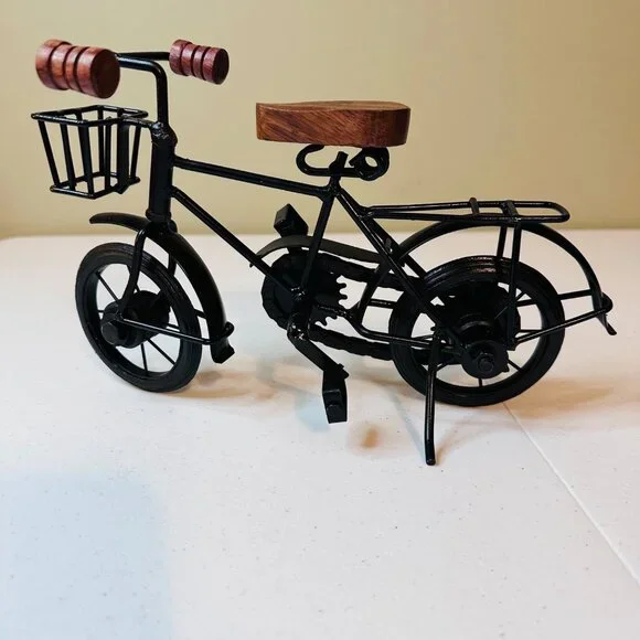Bicycle Figurine With Wood and Metal Accents Moving Parts Bicycle Decoration - Picture 1 of 7